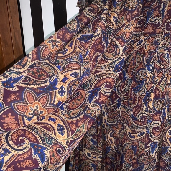 Paisley Pleated Vintage Skirt with Matching Wide Scarf /Head Wrap 12 Petite - Picture 6 of 8